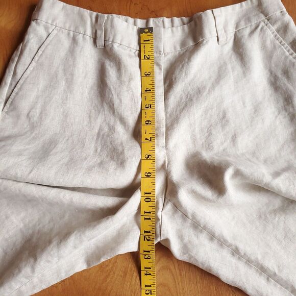 Liz Claiborne Audra Capri Crop Pants Sz 10 100% Linen Beige Chino Trouser - Picture 10 of 12